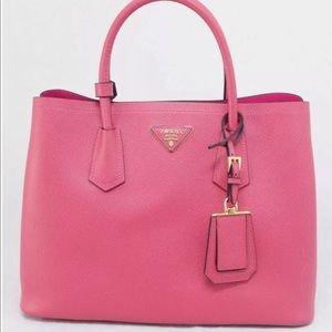 Prada Saffiano Cuir pink double bag